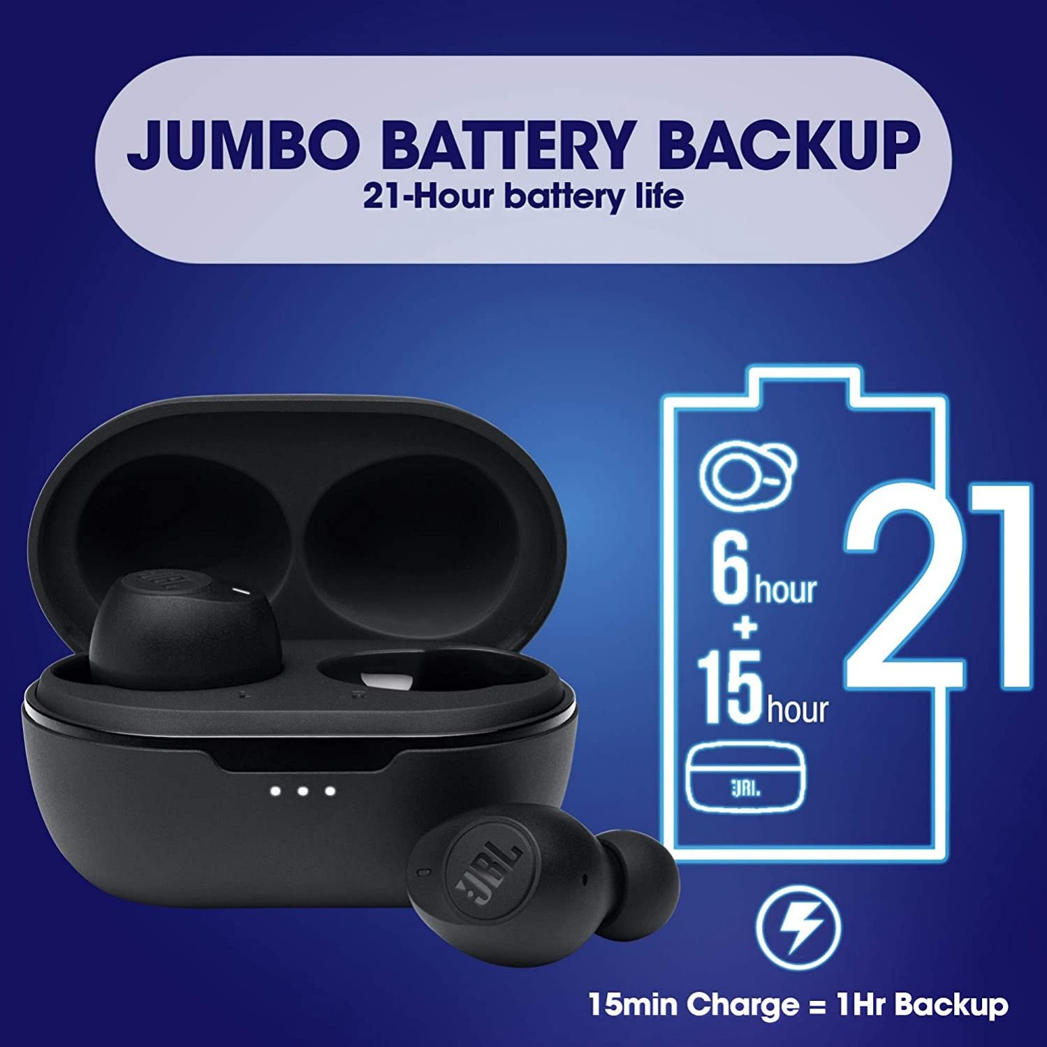JBL C115 TWS by Harman, True Wireless Earbuds with Mic, Jumbo 21 Hours ...
