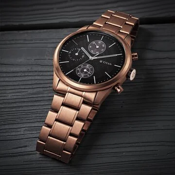 Titan Neo Splash Quartz Multifunction Black Dial Stainless Steel Strap Watch for Men